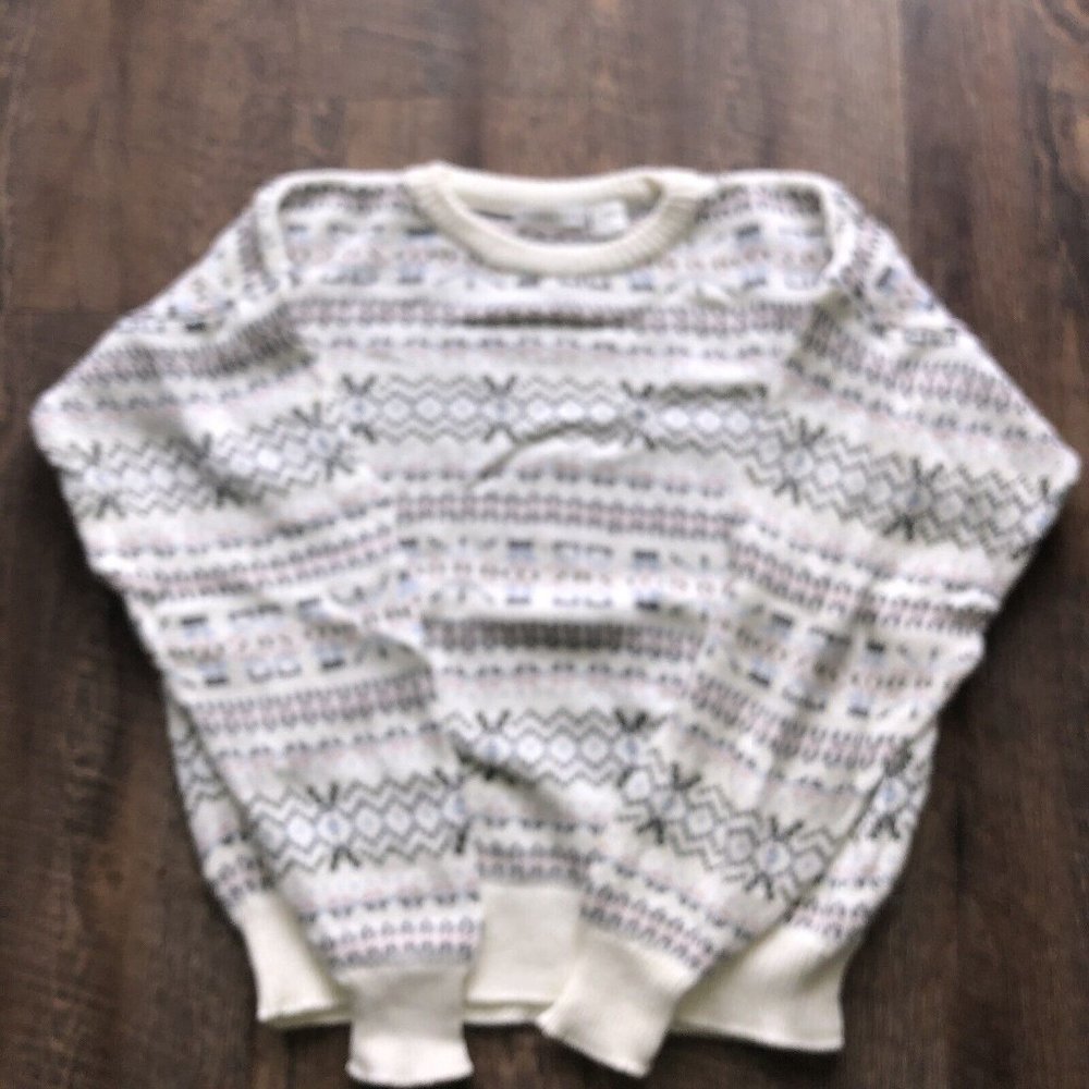 Liz Claiborne Women’s Christmas Sweater Pullover Cotton White Size Medium